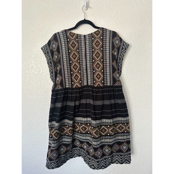 Anthropologie Woven Tassel Dress in Aztec Tribal Boho Geometric Print Size Large - Picture 5 of 9